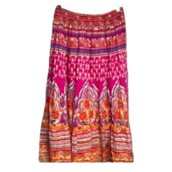 Soft Surroundings Women's BOHO Pink/Purple Multicolored Tiered Maxi Skirt, Small - Picture 1 of 7